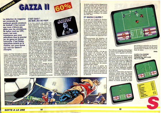 Gazza II Amstrad Cent Pour Cent Review