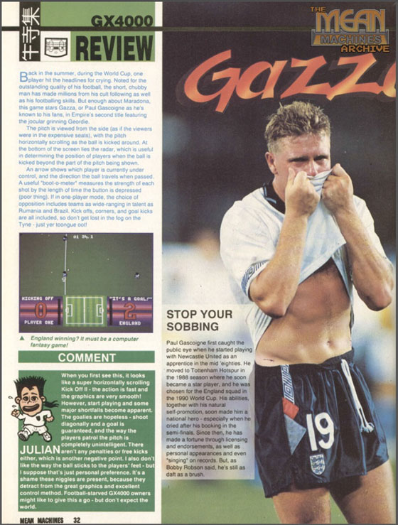 Gazza II Mean Machines Review Page 1